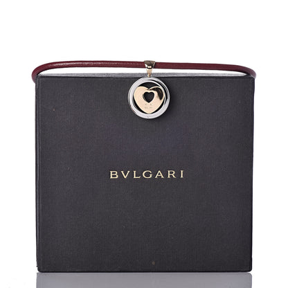 Bulgari Stainless Steel 18K Yellow Gold Calfskin Tondo Heart Pendant Necklace Brown 7 of 7