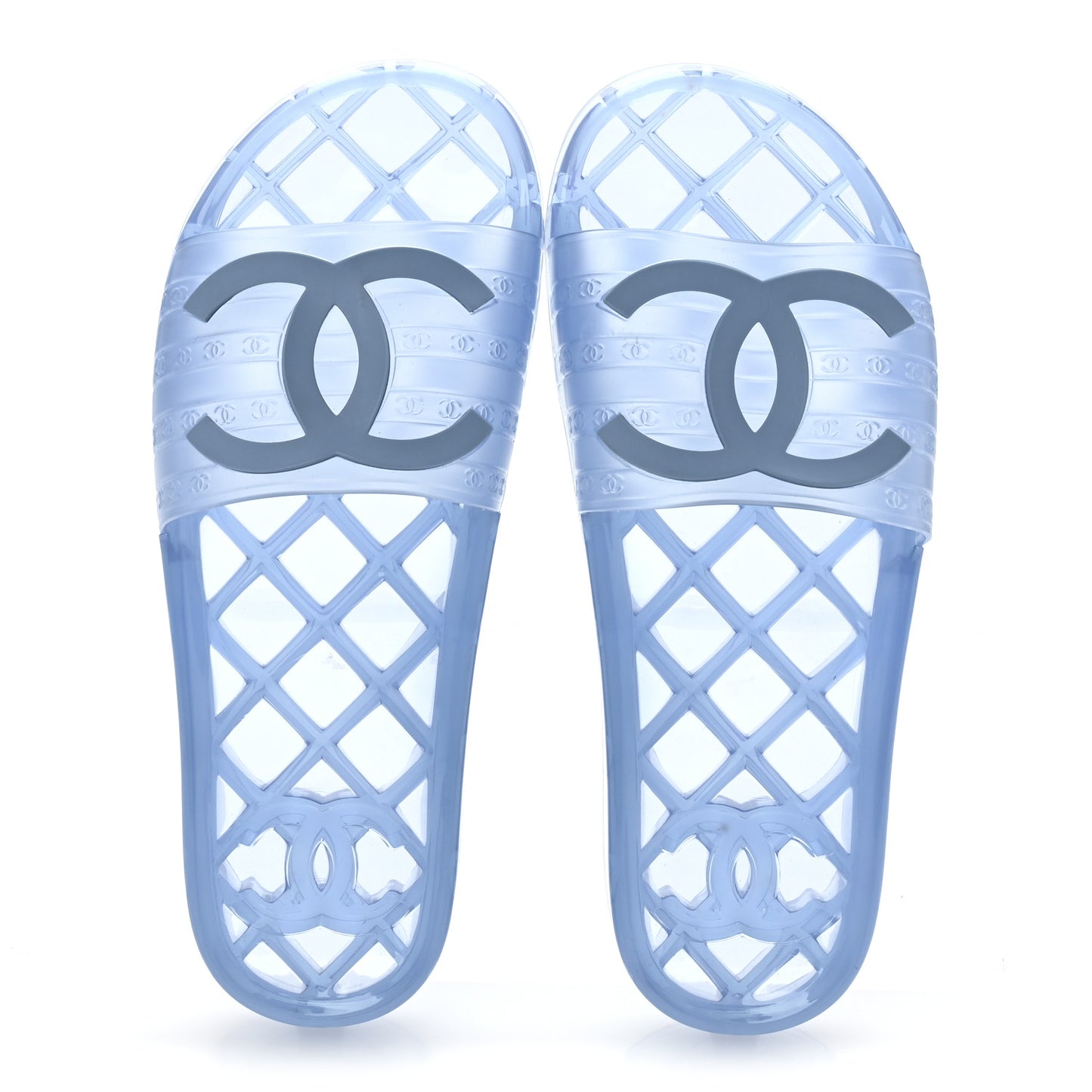 PVC Transparent CC Flat Slide Sandals 38 Blue