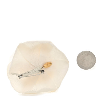 Chanel Fabric Camellia Flower Brooch White 2 of 3