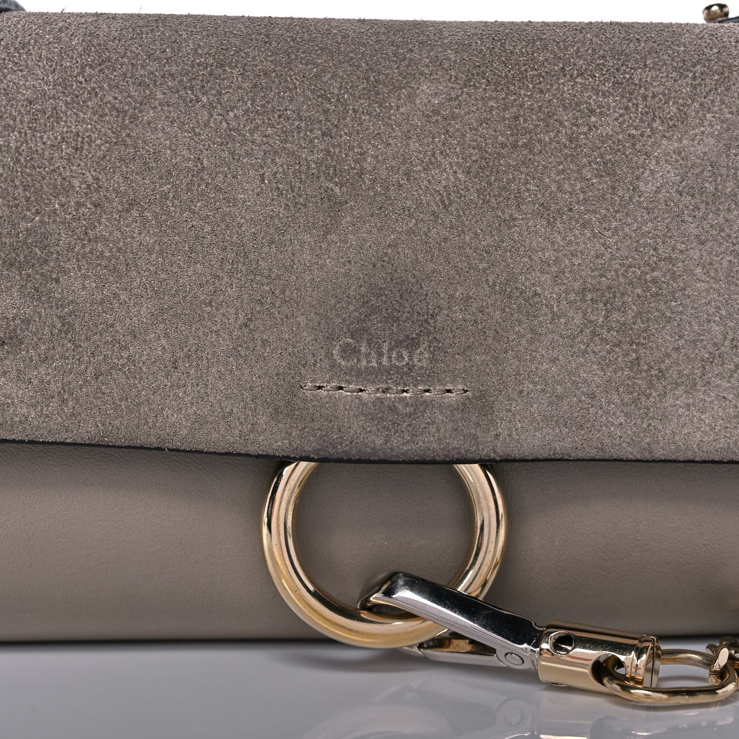 Suede Calfskin Mini Faye Shoulder Bag Motty Grey