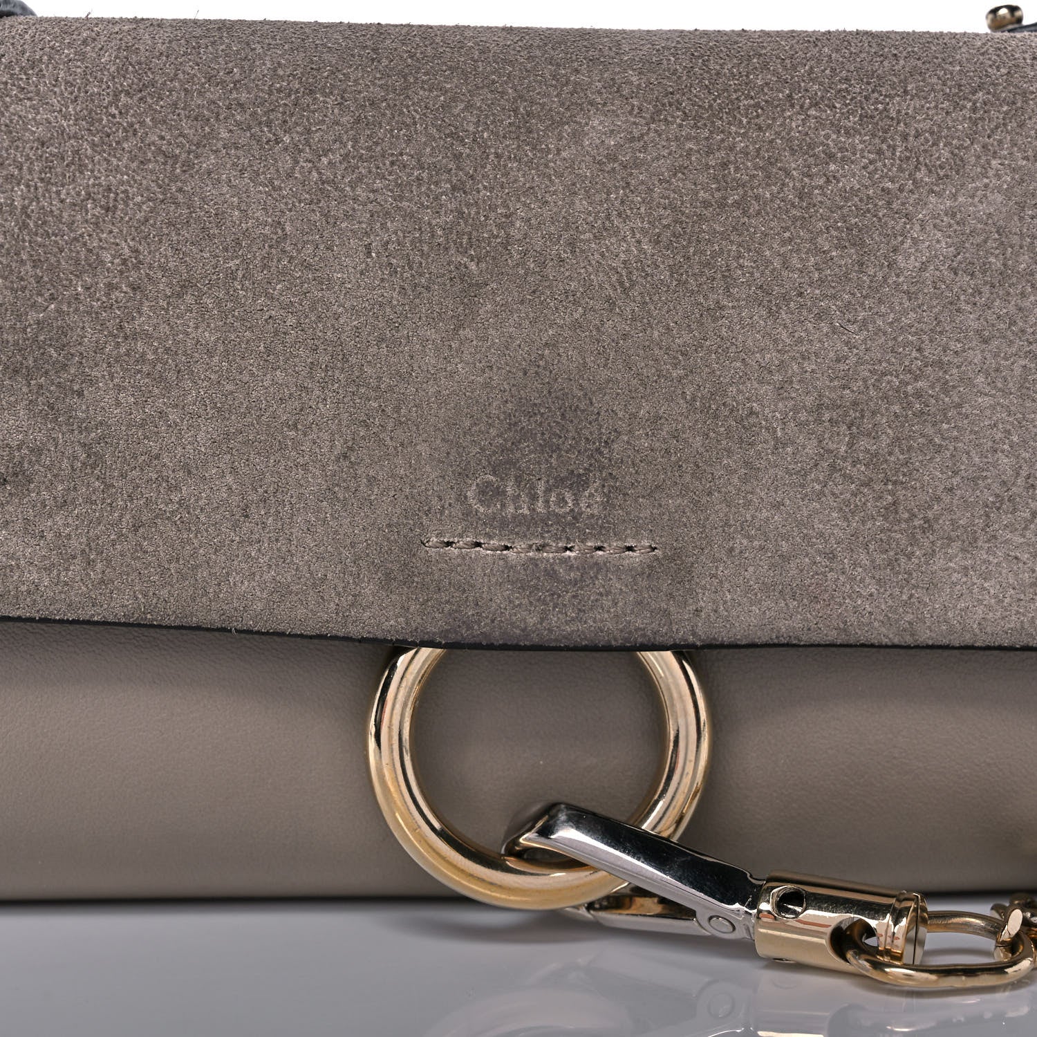 Chloe Suede Calfskin Mini Faye Shoulder Bag Motty Grey 8 of 11