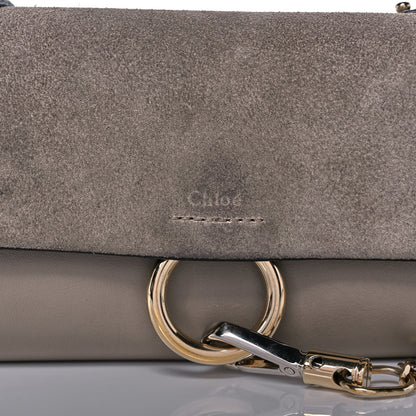 Chloe Suede Calfskin Mini Faye Shoulder Bag Motty Grey 8 of 11