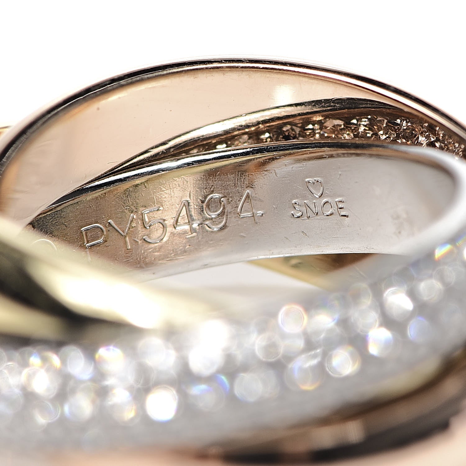 Cartier 18K White Yellow Pink Gold Diamond Classic Trinity Paved Ring 48 4.5 4 of 6