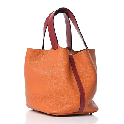 Hermes Taurillon Clemence Swift Eclat Picotin Lock 26 GM Orange Rouge Grenat 3 of 13
