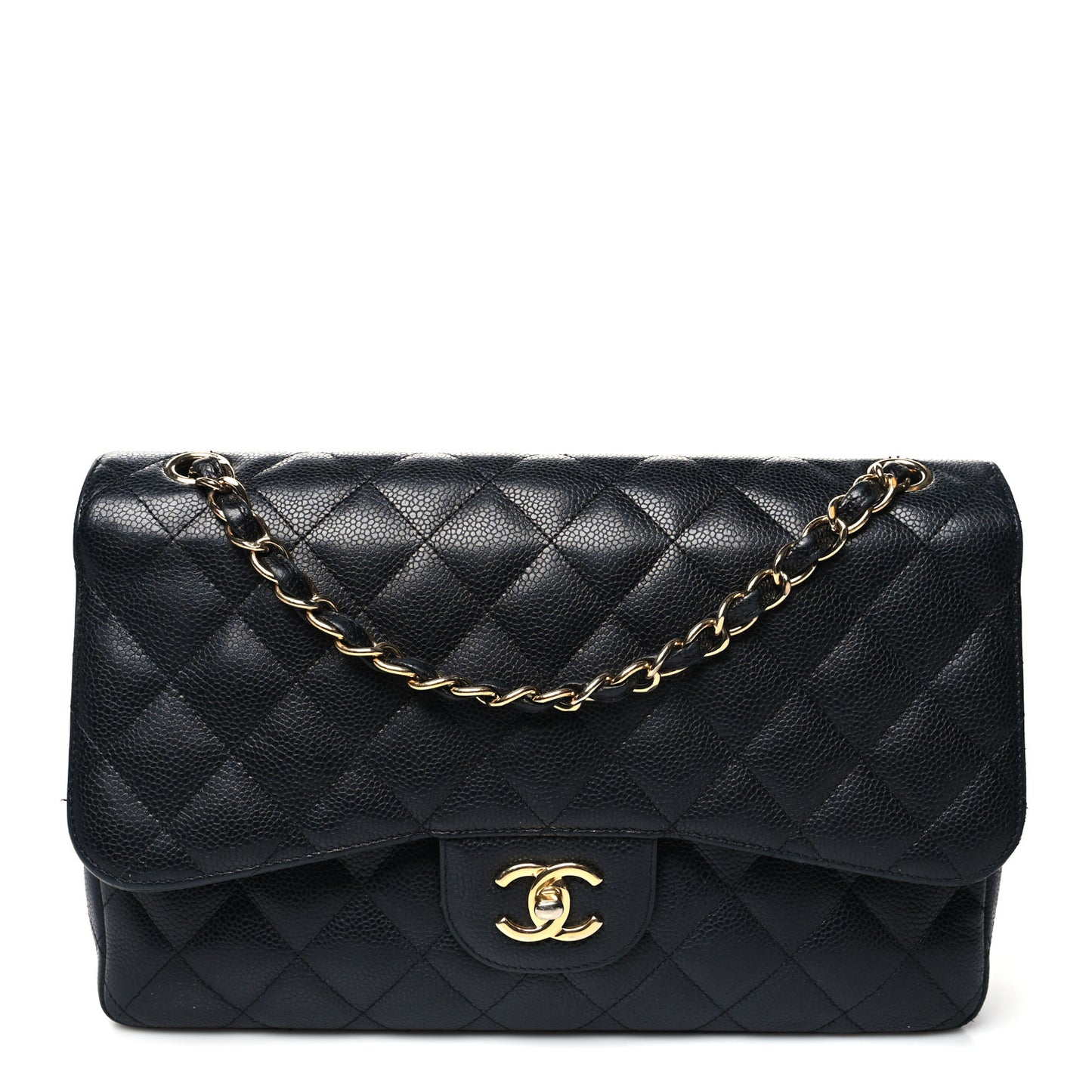 Caviar Quilted Jumbo Double Flap Black
