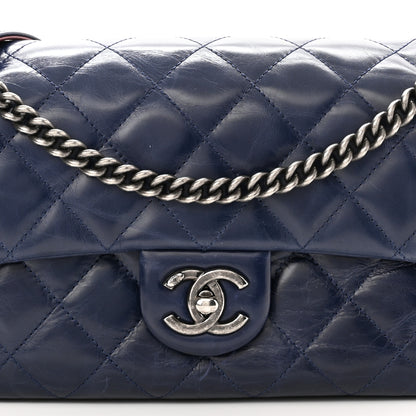 Chanel Glazed Calfskin Quilted Medium Duo Color Flap Blue 9 of 10
