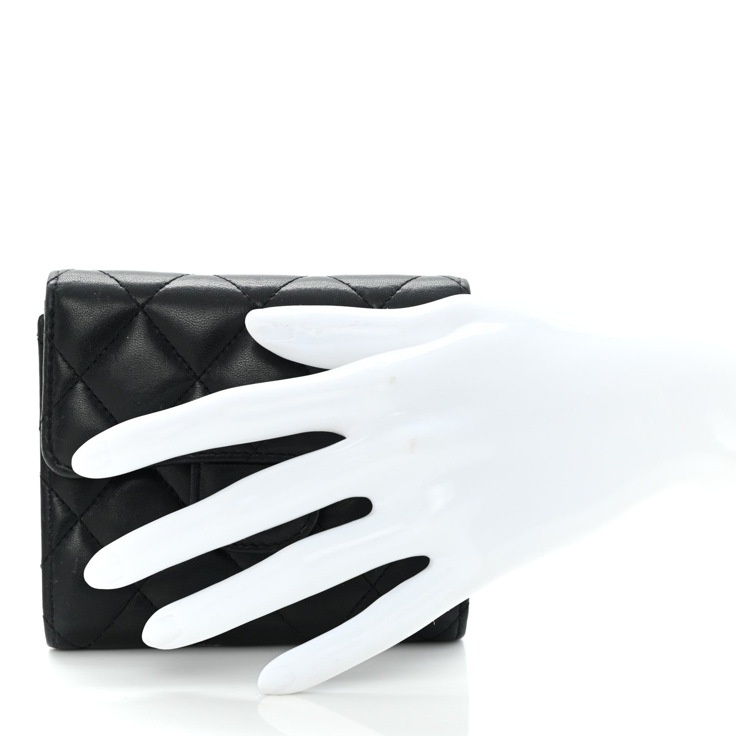 Chanel Lambskin Quilted Small Compact Wallet Black 2 of 9