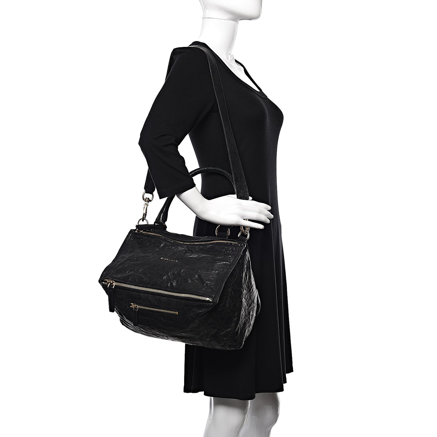 Tumbled Sheepskin Medium Pandora Bag Black