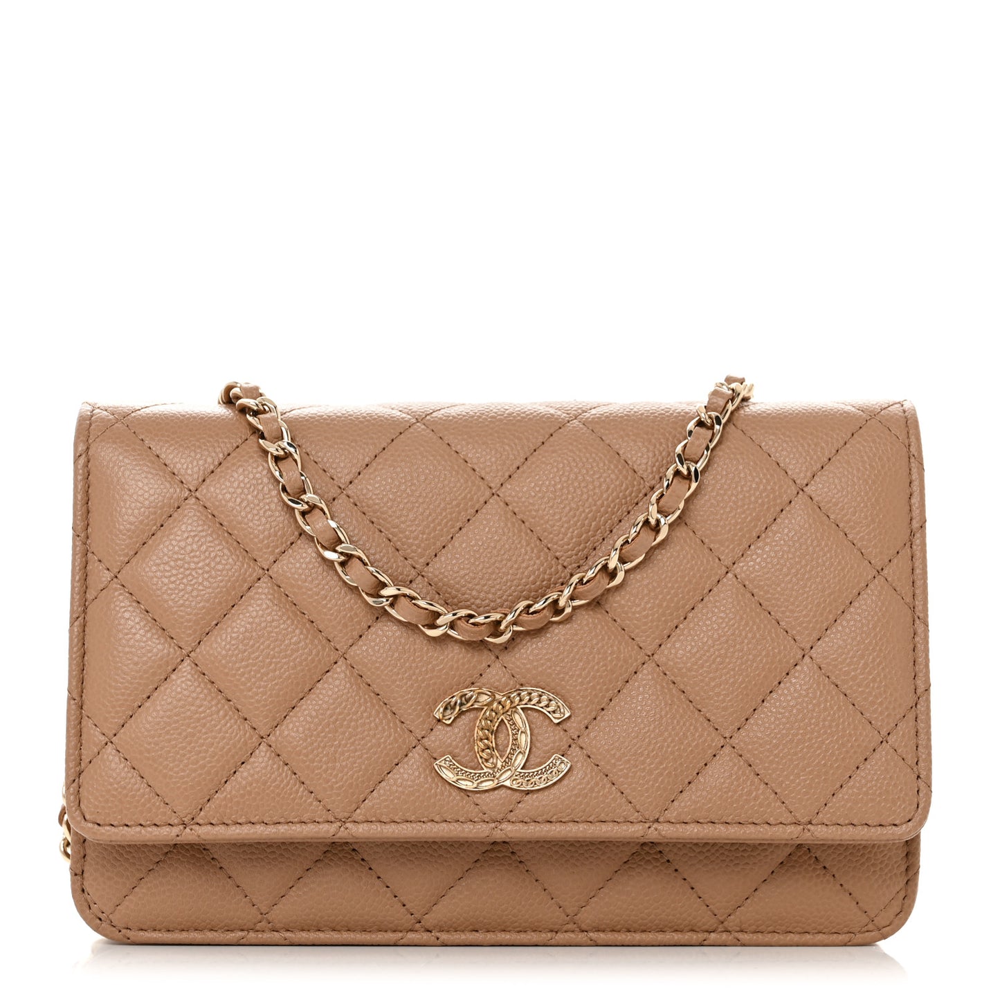 Caviar Quilted Multi Chain Wallet On Chain WOC Beige