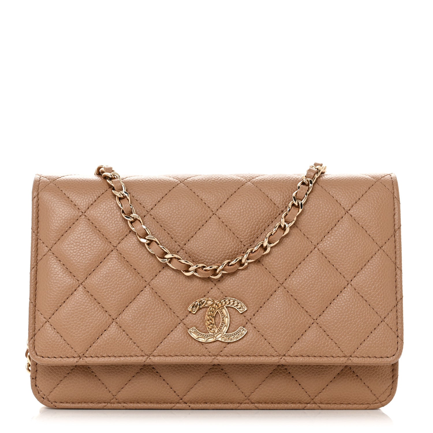 Chanel Caviar Quilted Multi Chain Wallet On Chain WOC Beige 1 of 12