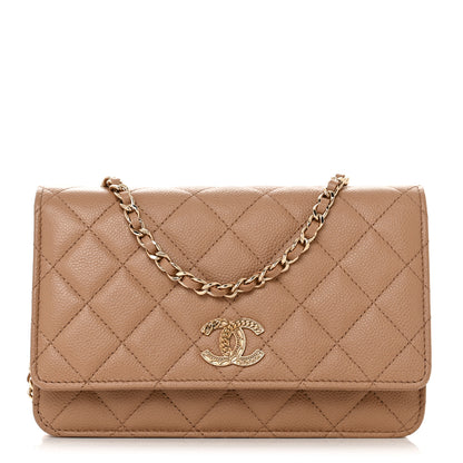Chanel Caviar Quilted Multi Chain Wallet On Chain WOC Beige 1 of 12