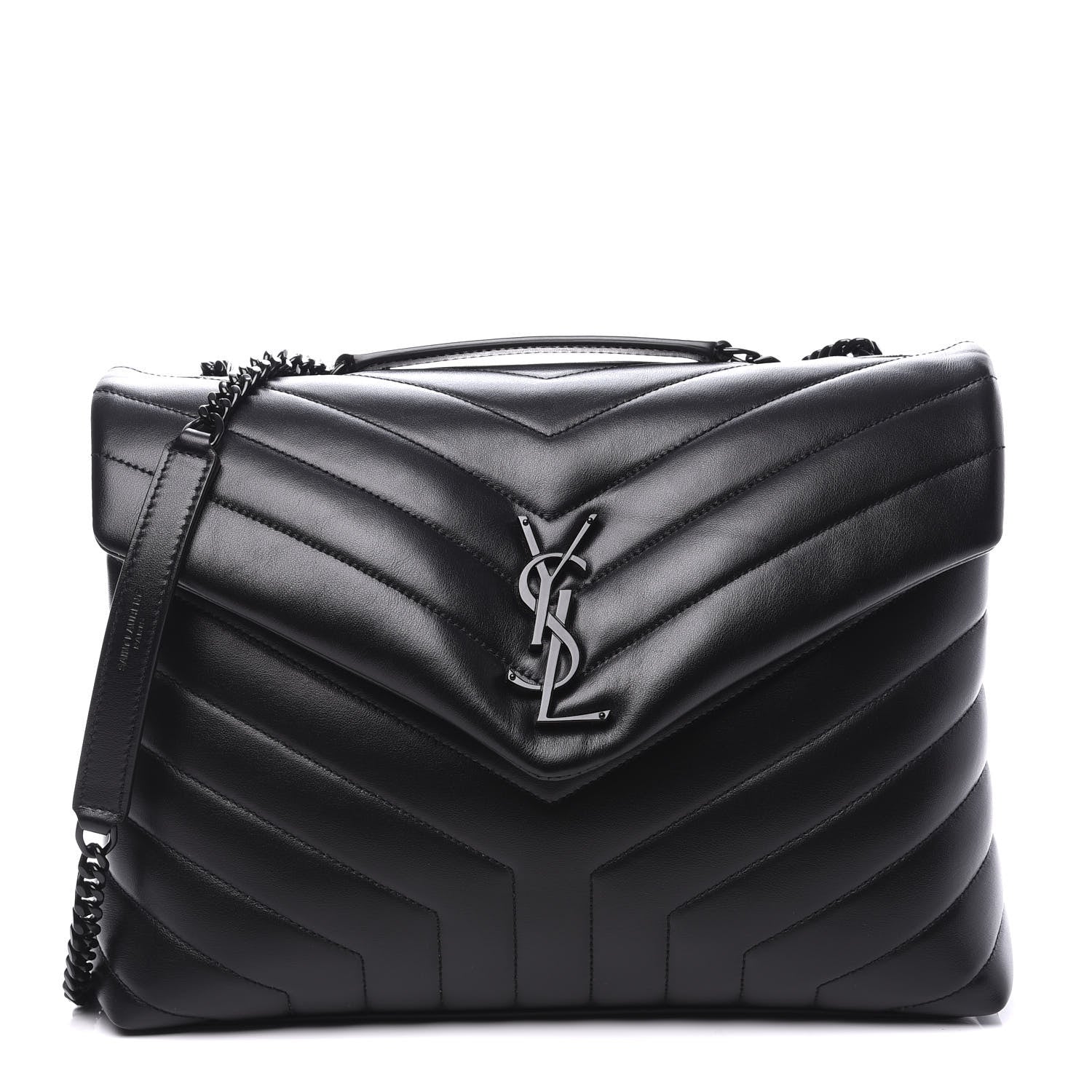 Saint Laurent Calfskin Y Quilted Monogram Medium Loulou Chain Satchel Black 1 of 10