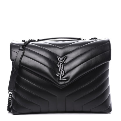 Saint Laurent Calfskin Y Quilted Monogram Medium Loulou Chain Satchel Black 1 of 10