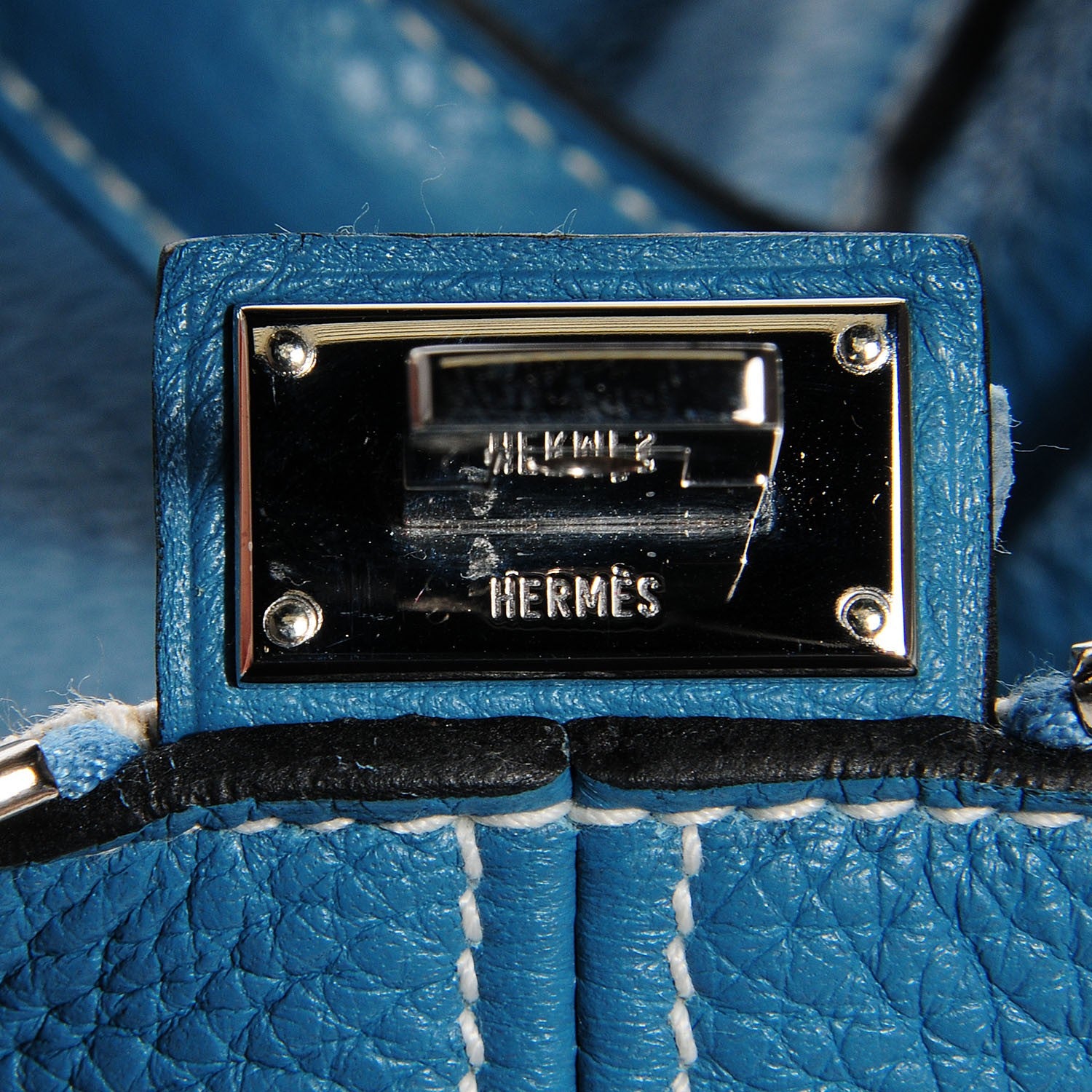 Hermes Taurillon Clemence Victoria II 35 Blue Jean 7 of 17