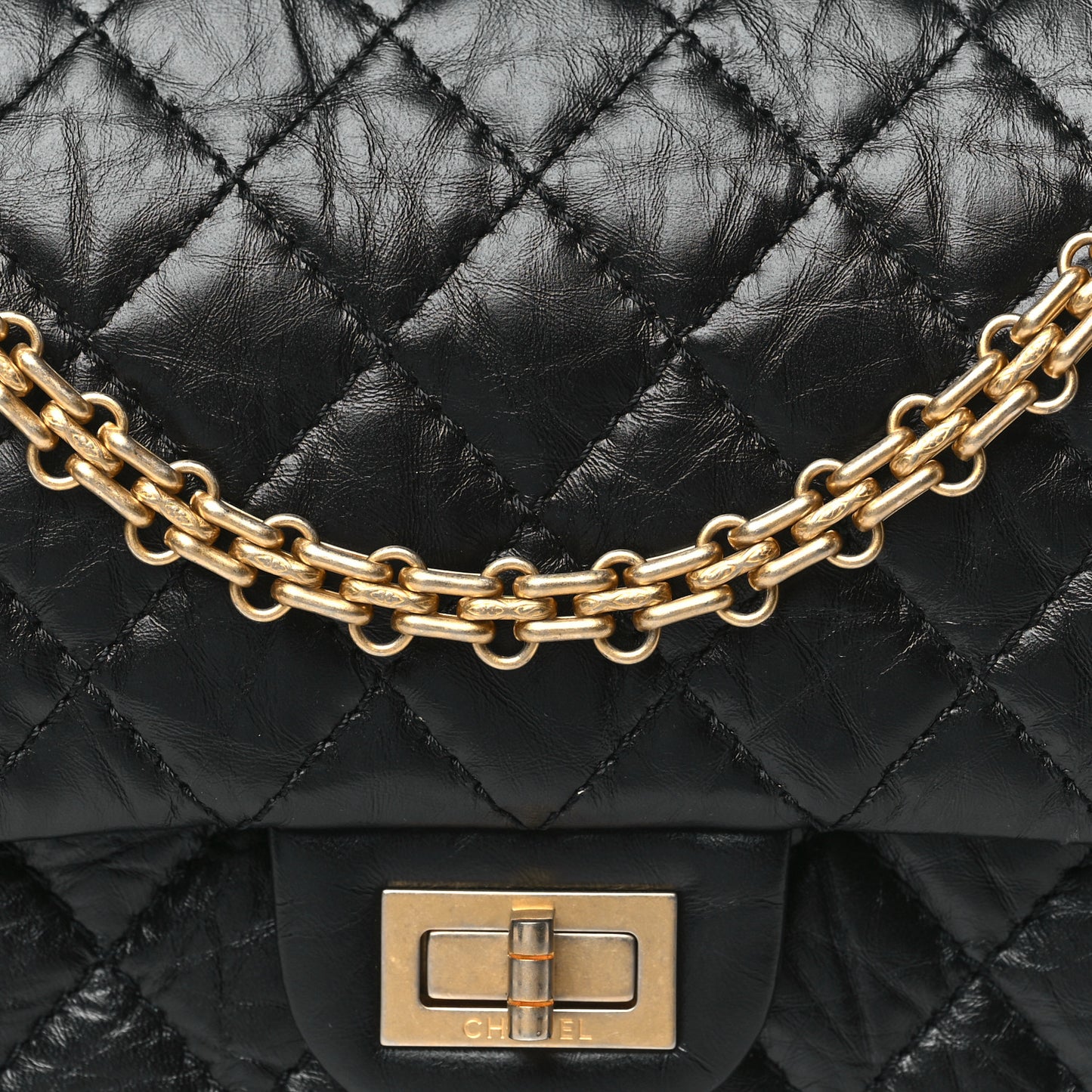 Aged Calfskin Quilted 2.55 Reissue 225 Flap Black