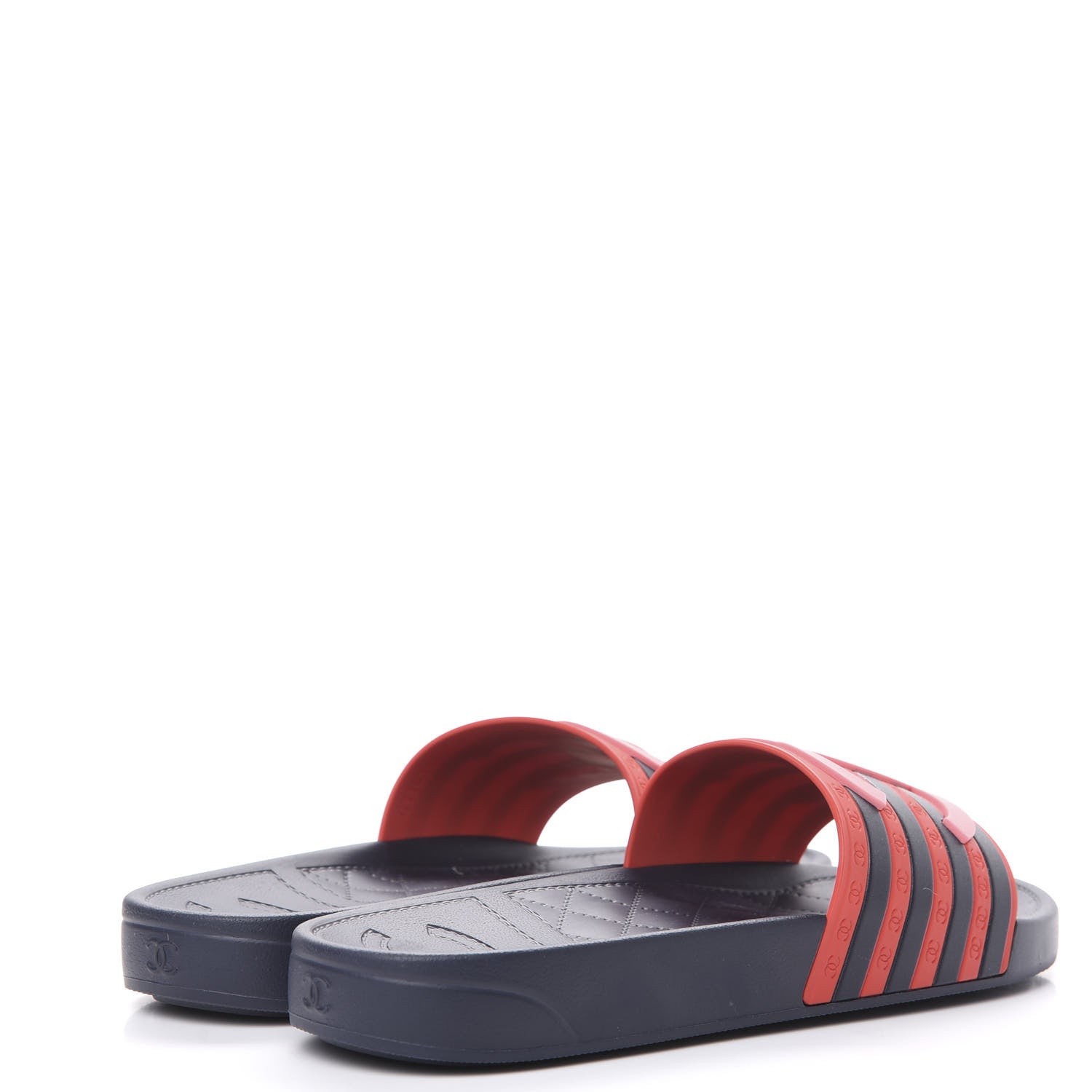 Chanel Rubber CC Flat Slide Sandals 39 Pink Red 5 of 9