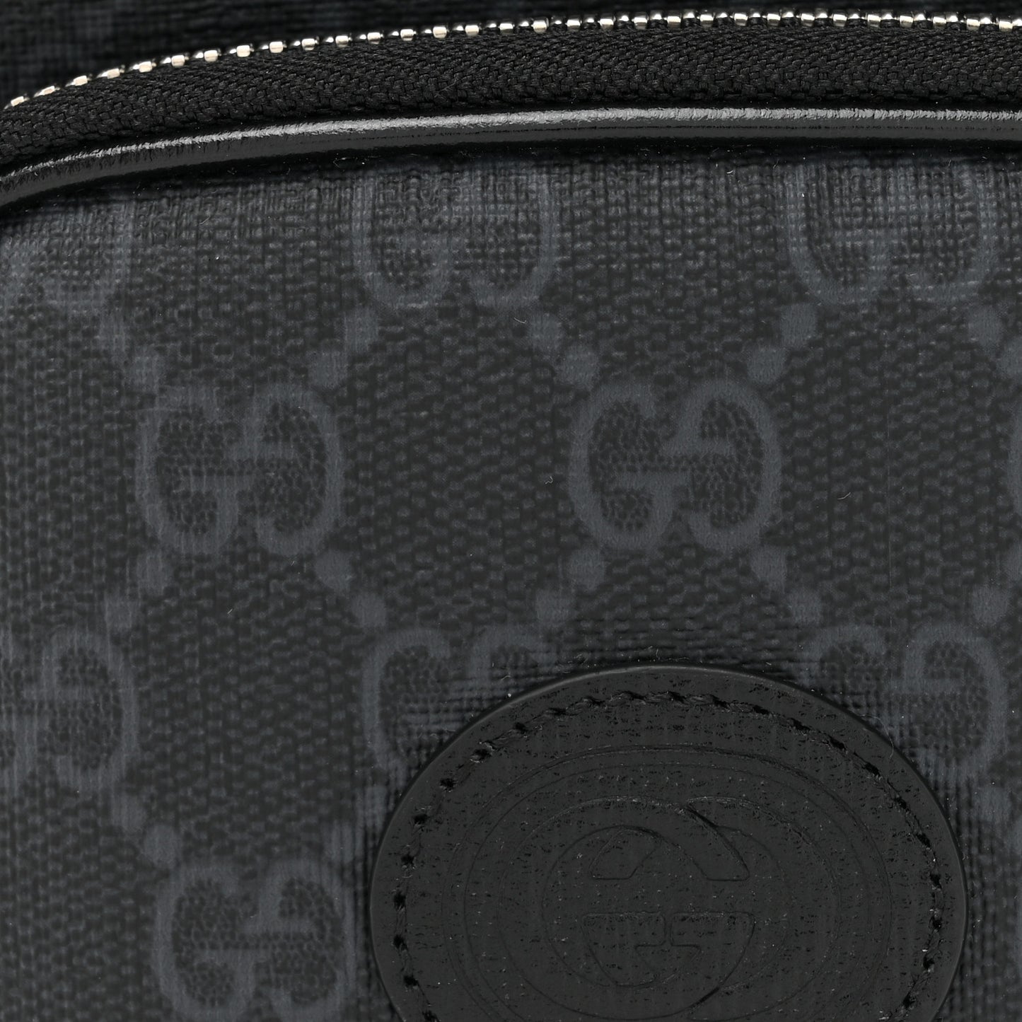 GG Supreme Monogram Azalea Calfskin Mini Retro Interlocking G Bag Black