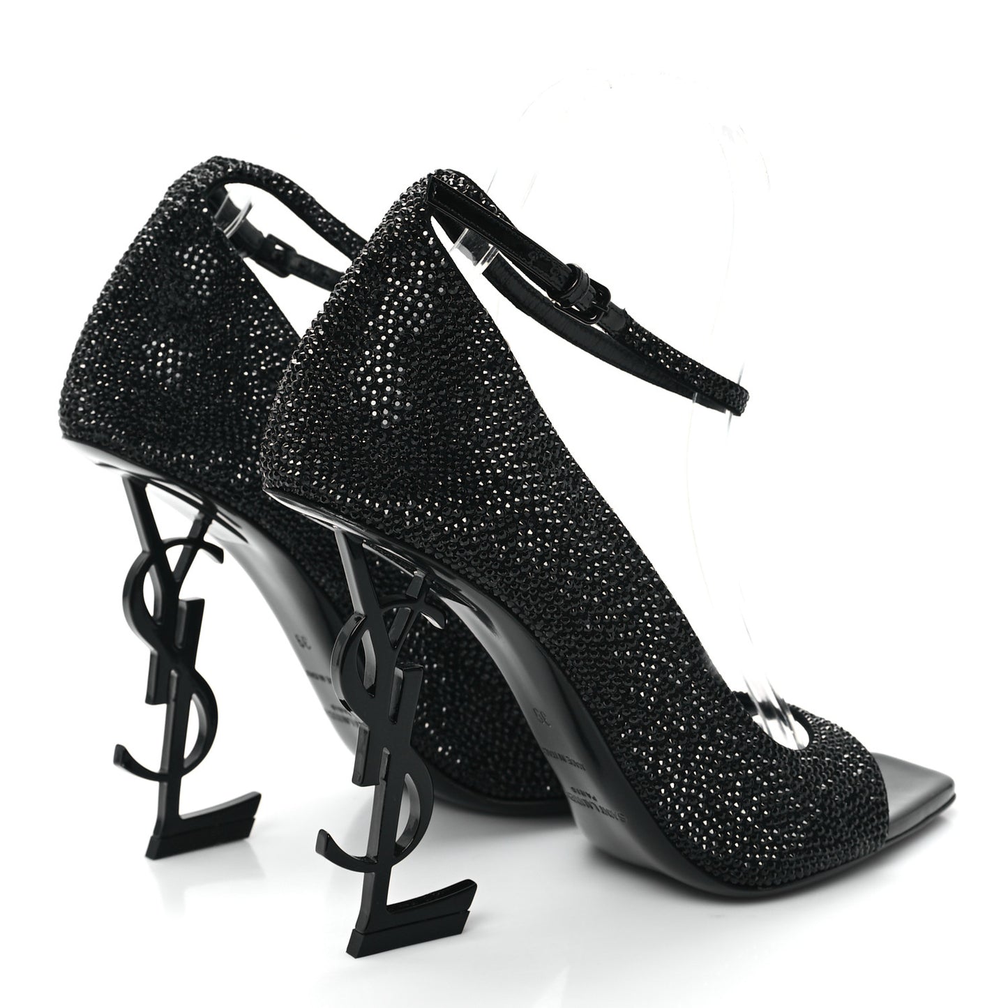 Kid Suede Crystal Embellished Opyum 110 Ankle Strap Sandals 39 Black