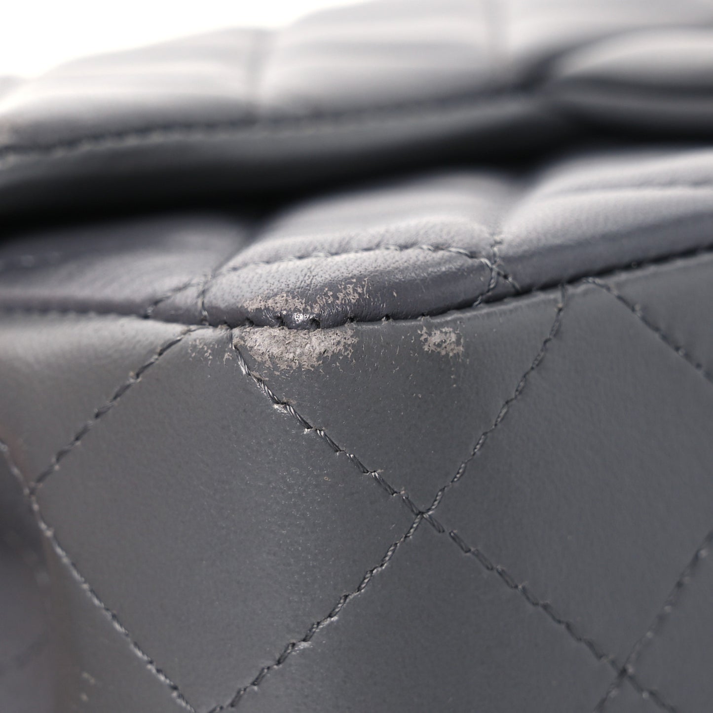 Lambskin Quilted Mini Rectangular Flap Dark Grey