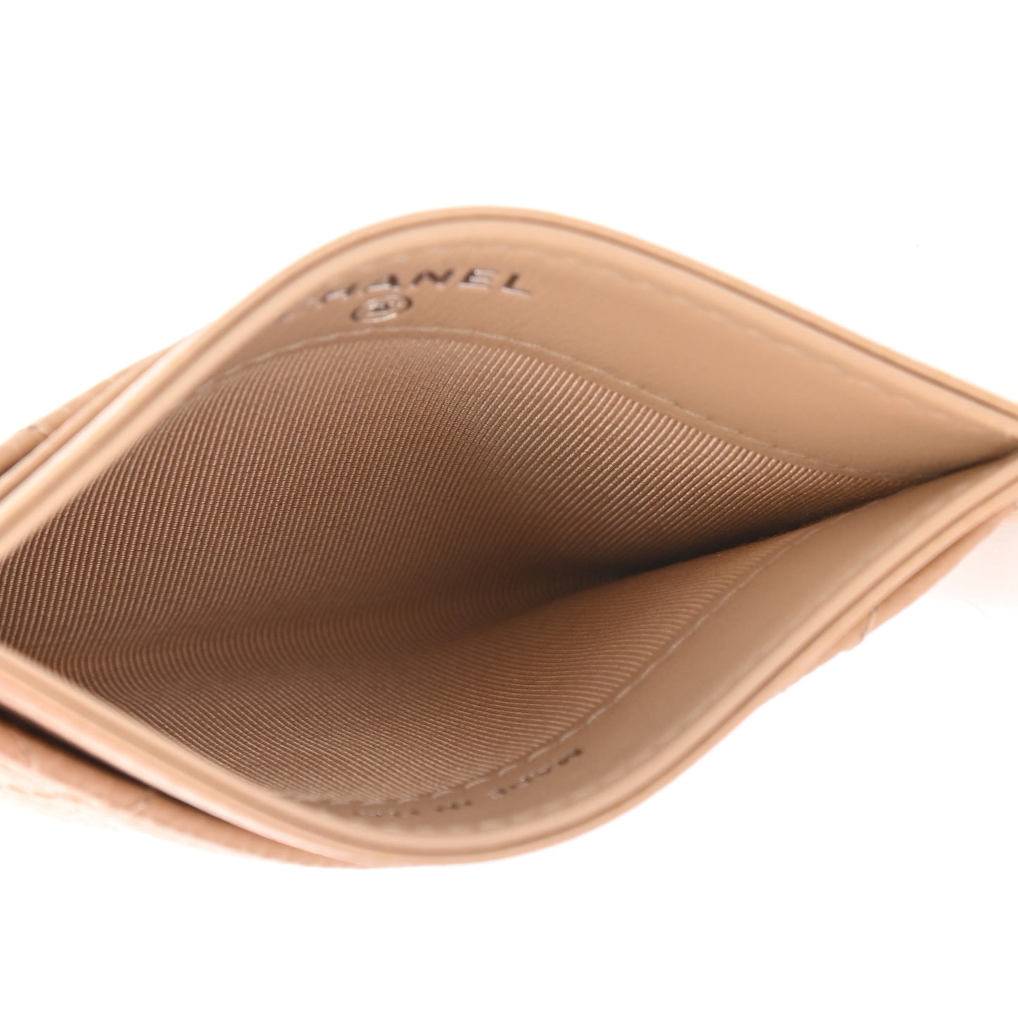 Caviar Quilted Card Holder Beige