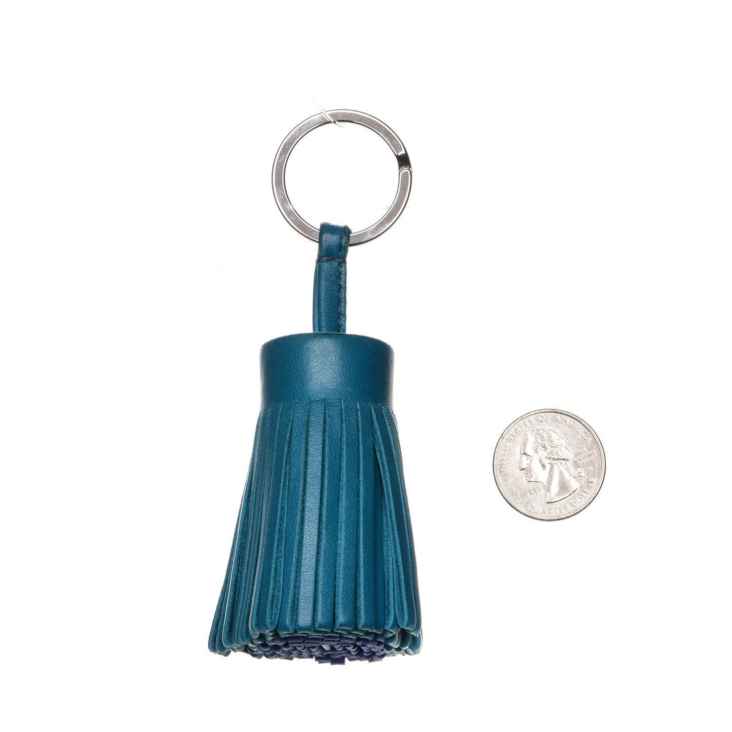 Lambskin Bi-Color Carmen Tassel Key Holder Bleu Izmir Bleu Electrique