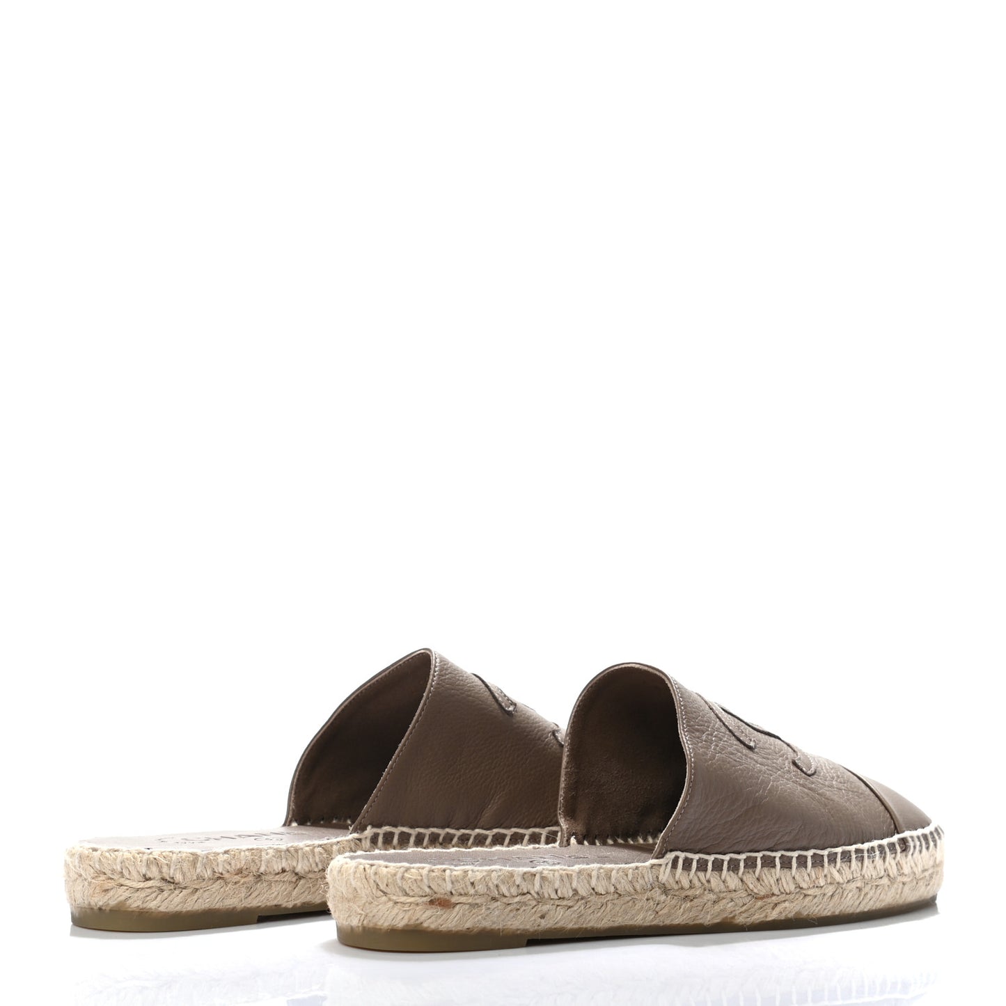 Calfskin CC Espadrille Mules 37 Dark Beige