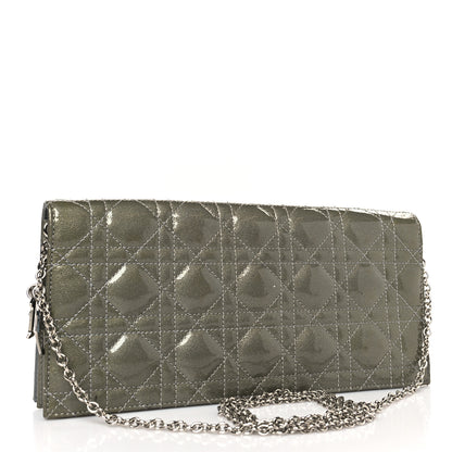Christian Dior Patent Cannage Rendezvous Chain Wallet Kaki 3 of 8