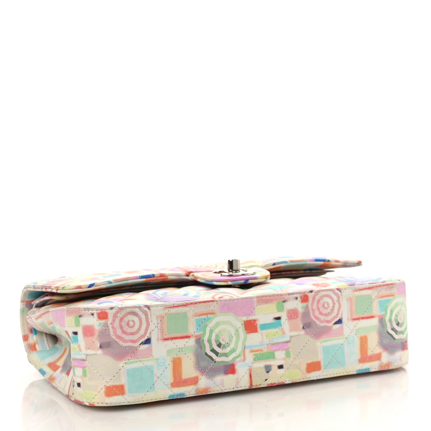 Patent Calfskin Printed Quilted Medium Double Flap Multicolor