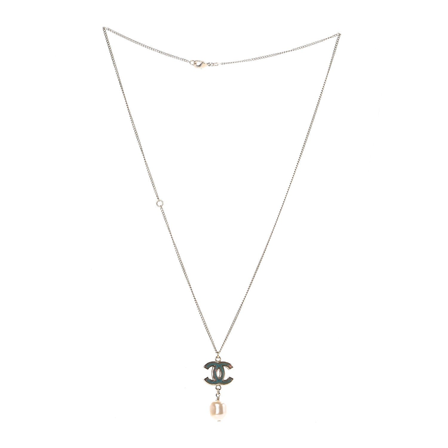Chanel Resin Holographic Pearl CC Drop Necklace 3 of 6