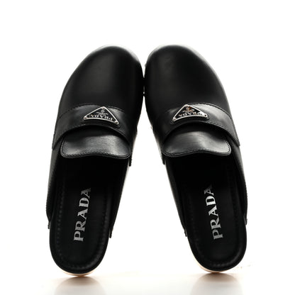 Prada Natural Calfskin Metal Triangle Logo 45mm Clogs 40 Black Sabbia 2 of 15