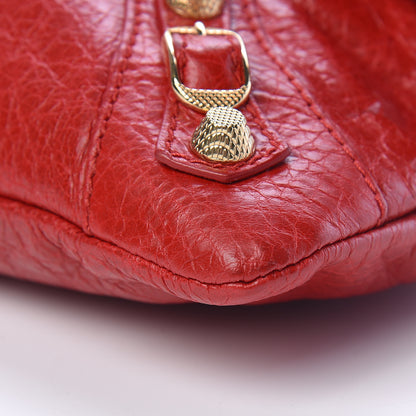 Balenciaga Agneau Giant 12 Gold Hardware Envelope Strap Clutch Rouge Lipstick 10 of 10