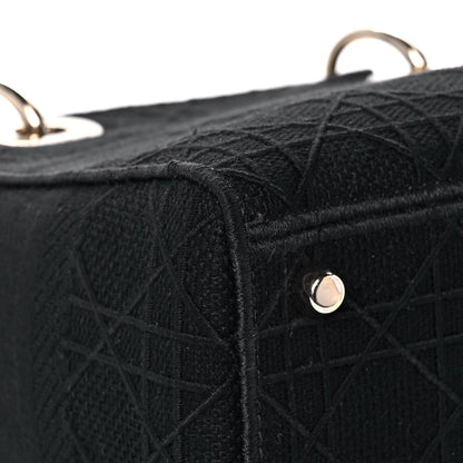 Christian Dior Canvas Embroidered Cannage Medium Lady D-Lite Black 5 of 14