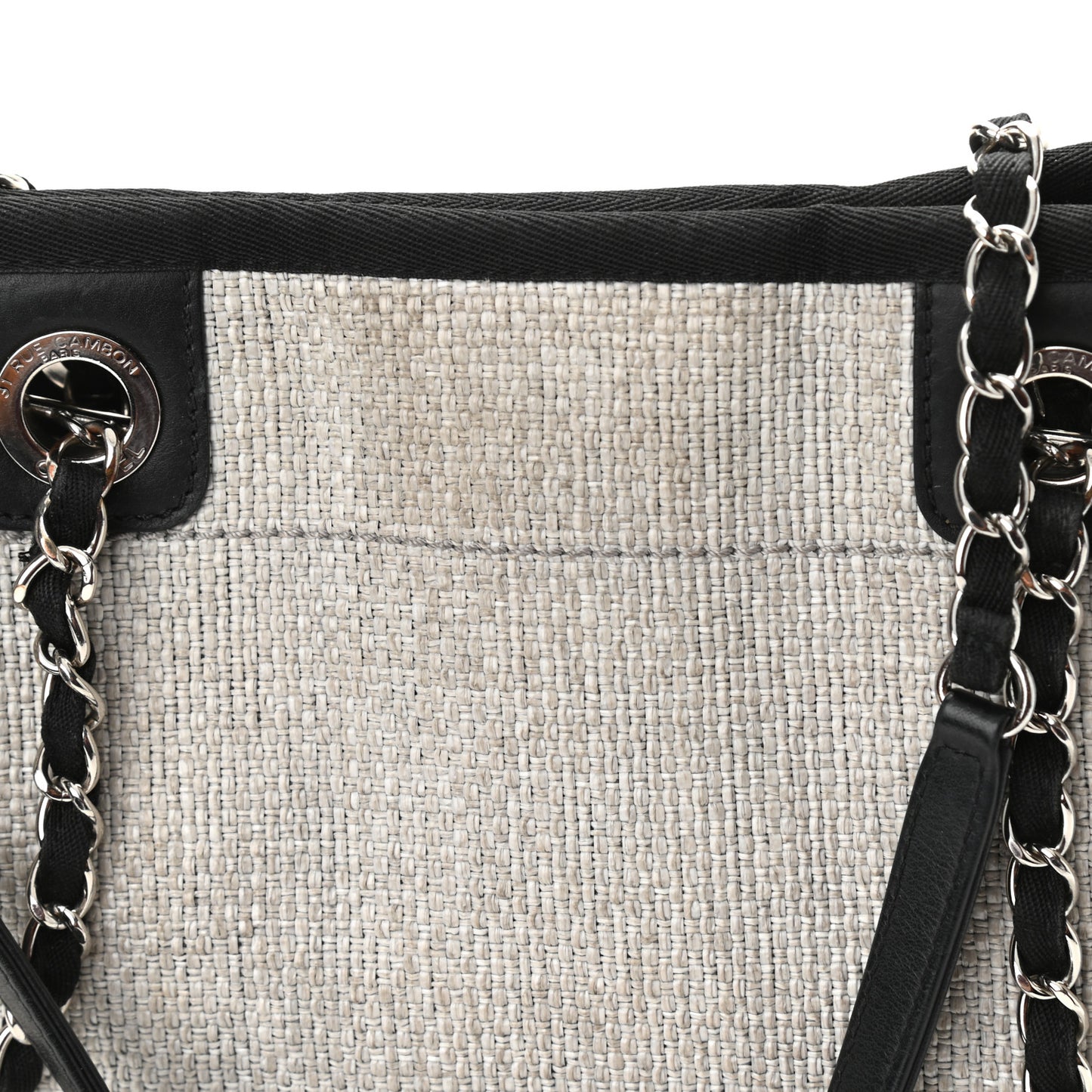 Woven Straw Raffia Small Deauville Tote Grey