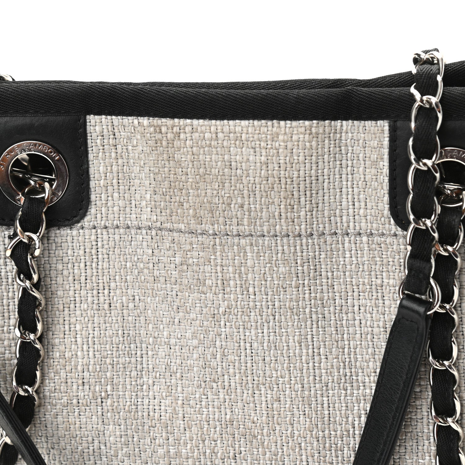 Chanel Woven Straw Raffia Small Deauville Tote Grey 12 of 16