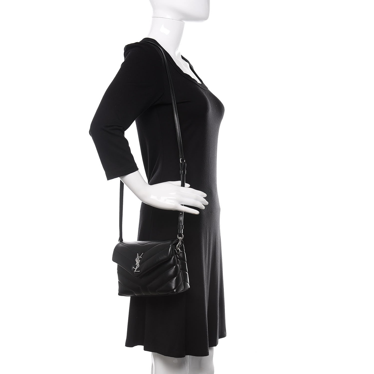 Saint Laurent Calfskin Y Quilted Monogram Toy Loulou Crossbody Bag Black 2 of 13