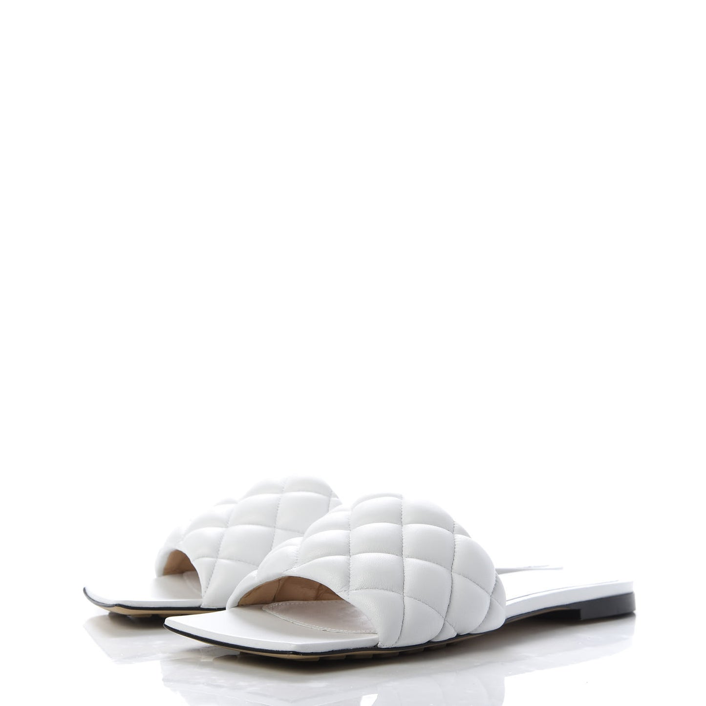 Nappa Matelasse Padded Flat Sandals 37 Optic White