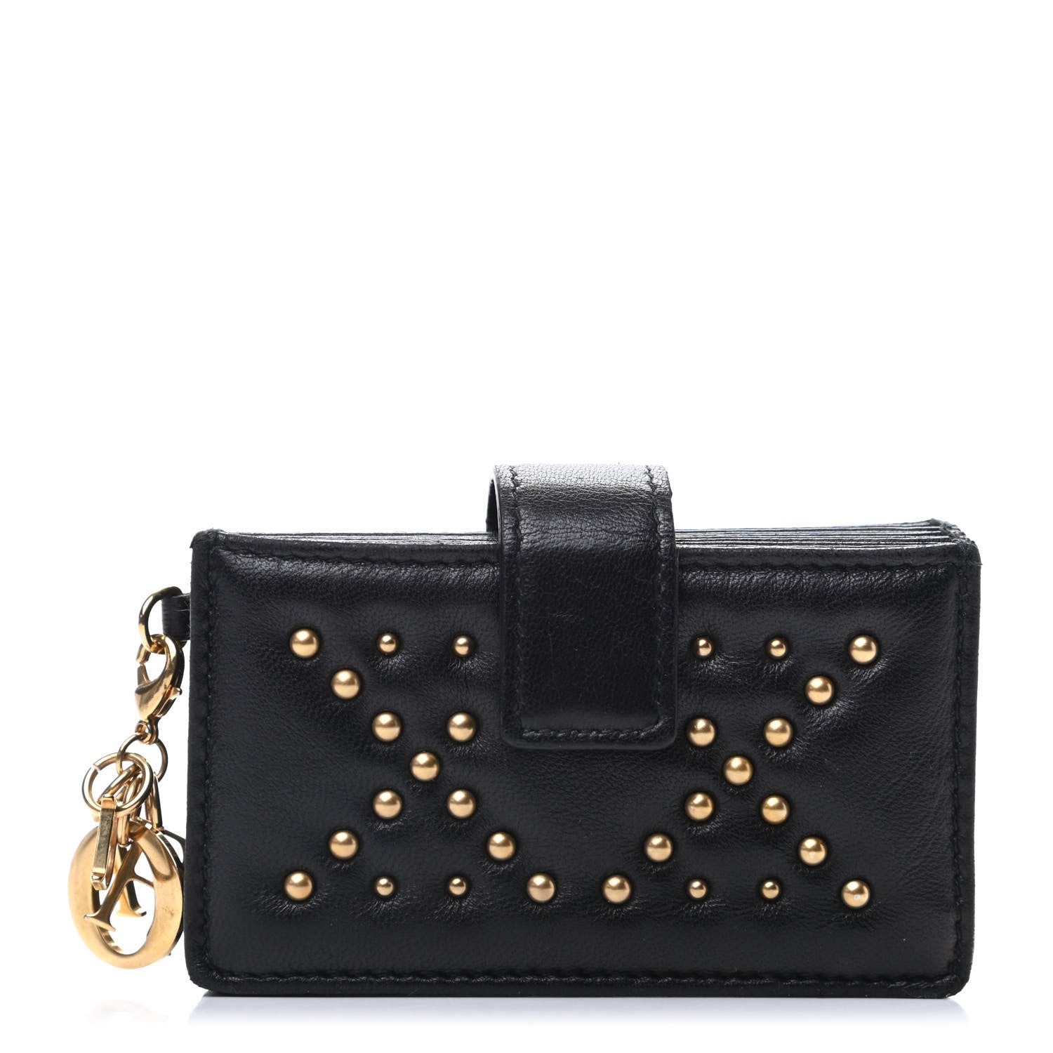 Christian Dior Lambskin Studded Cannage Lady Dior 5-Gusset Card Holder Black 1 of 11