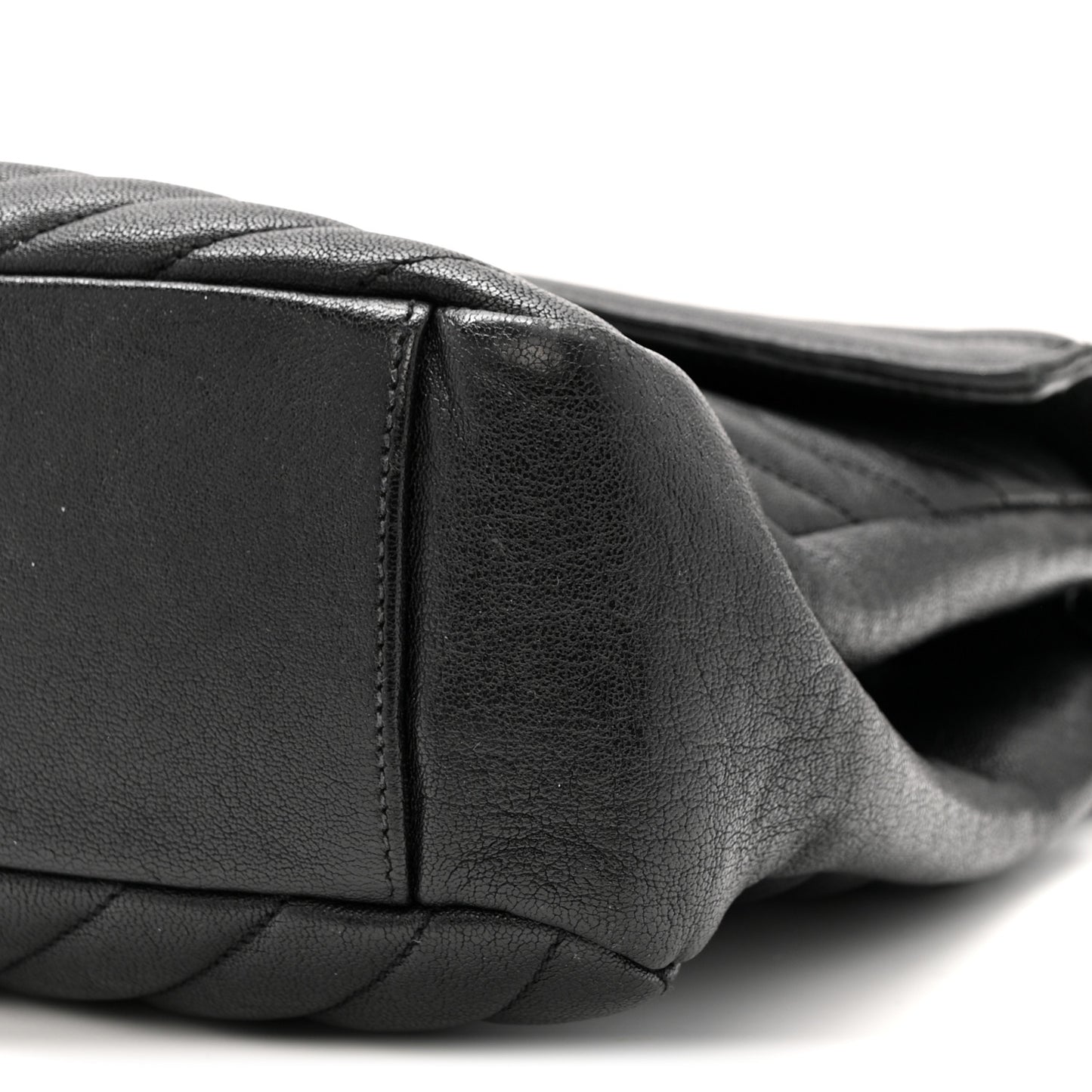 Sheepskin Matelasse Chevron Monogram Monochrome Large College Satchel Black