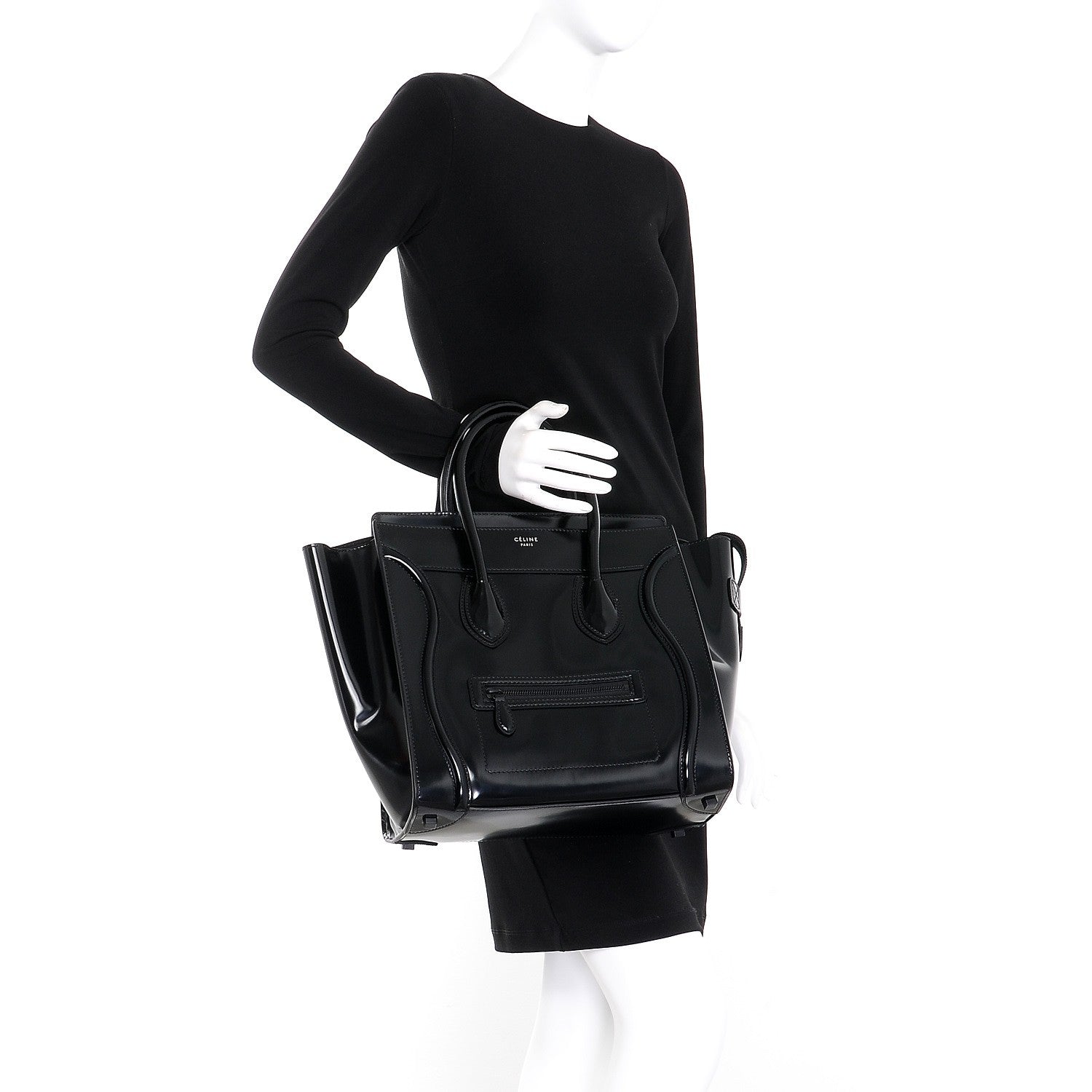 Celine Spazzolato Calfskin Mini Luggage Black 2 of 7