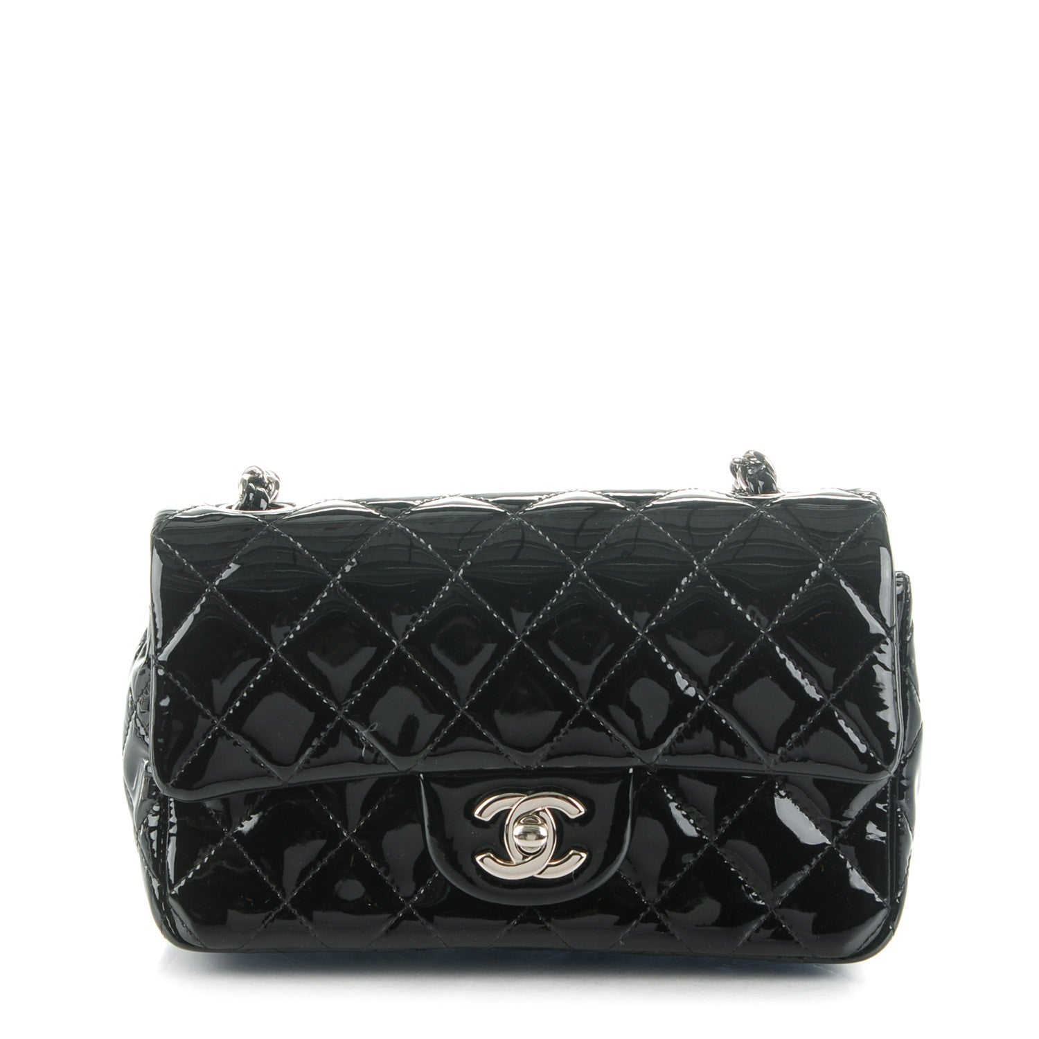 Chanel Patent Calfskin Quilted Mini Rectangular Flap Black 1 of 8