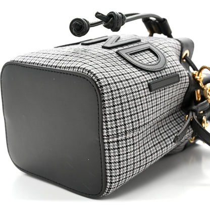 Fendi Wool Vitello Grace Small Houndstooth Mini Mon Tresor Bucket Bag Grigio Anthracite 10 of 10