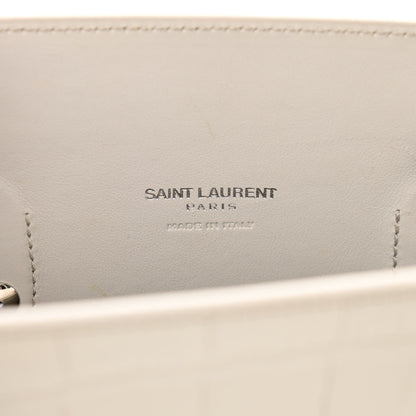 Saint Laurent Calfskin Crocodile Embossed Baby Sac De Jour Gris Perle 6 of 13
