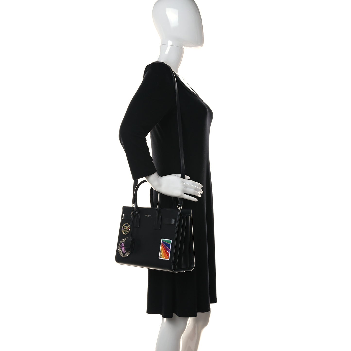 Calfskin Patchwork Baby Sac De Jour Black Multi