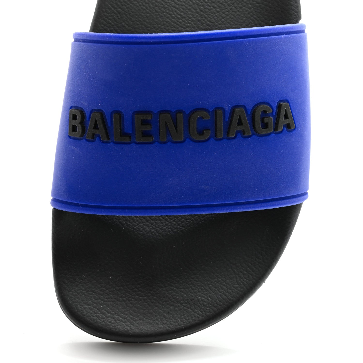 Balenciaga Rubber Logo Womens Pool Slide Sandals 35 Blue Black 7 of 8