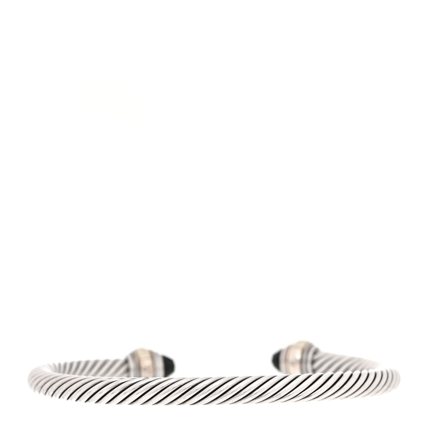 Sterling Silver 14K Yellow Gold Black Onyx 5mm Cable Classics Bracelet