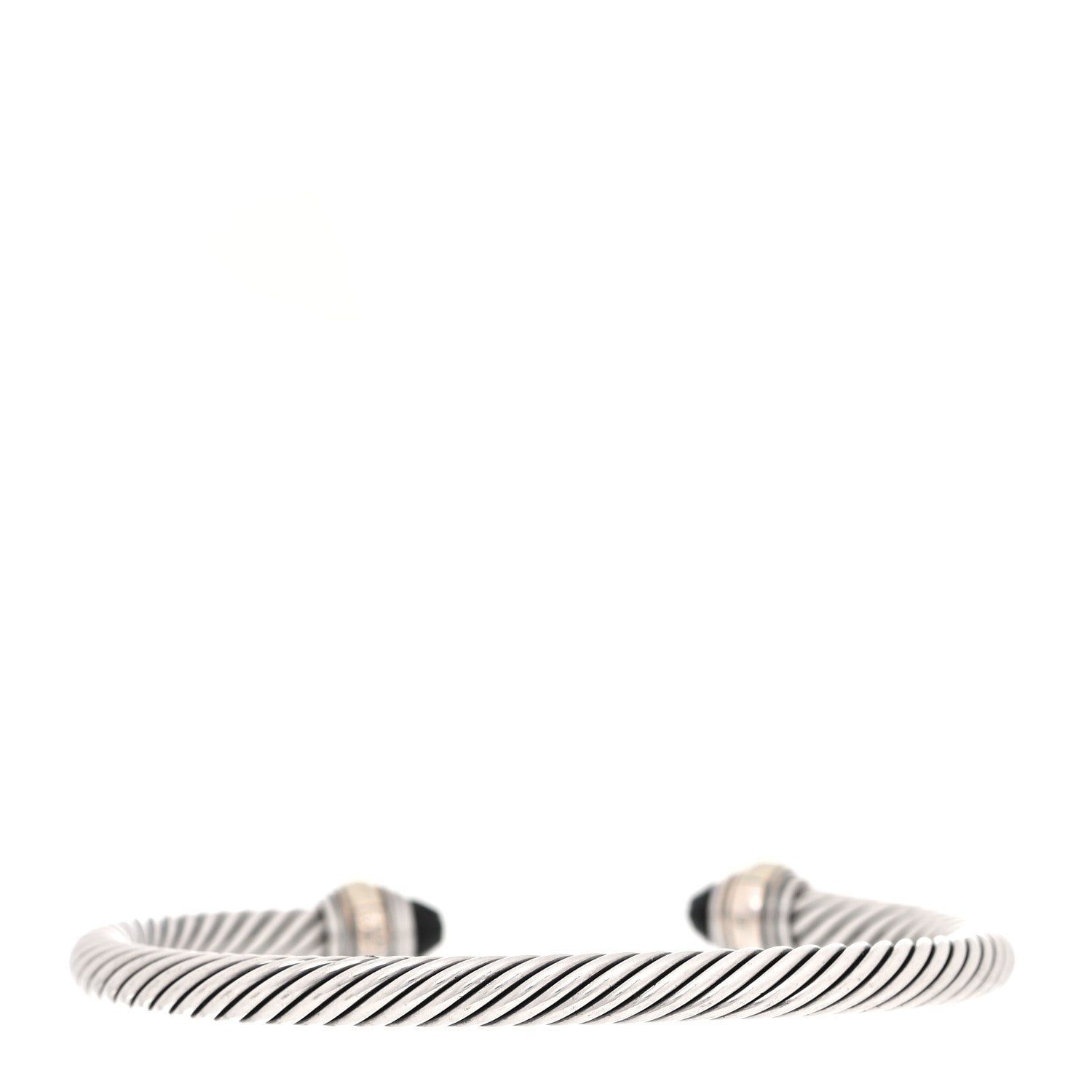 David Yurman Sterling Silver 14K Yellow Gold Black Onyx 5mm Cable Classics Bracelet 6 of 10