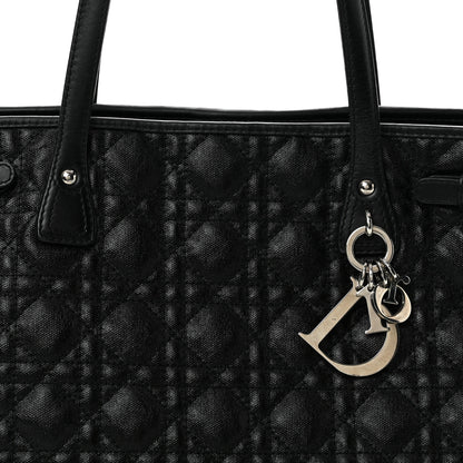 Christian Dior Coated Canvas Cannage Medium Panarea Tote Black 7 of 13