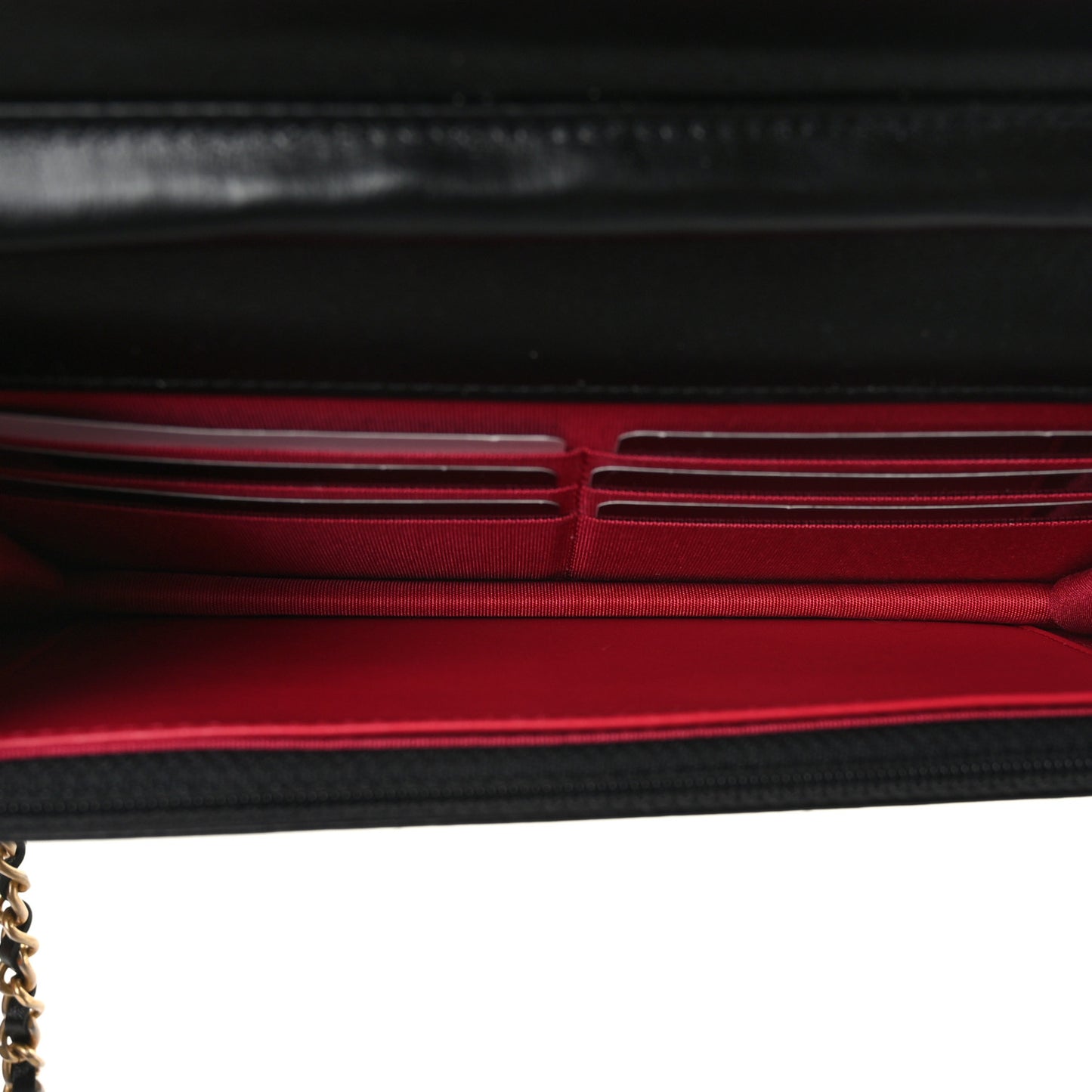Lambskin Quilted Chain Around Wallet On Chain WOC Black