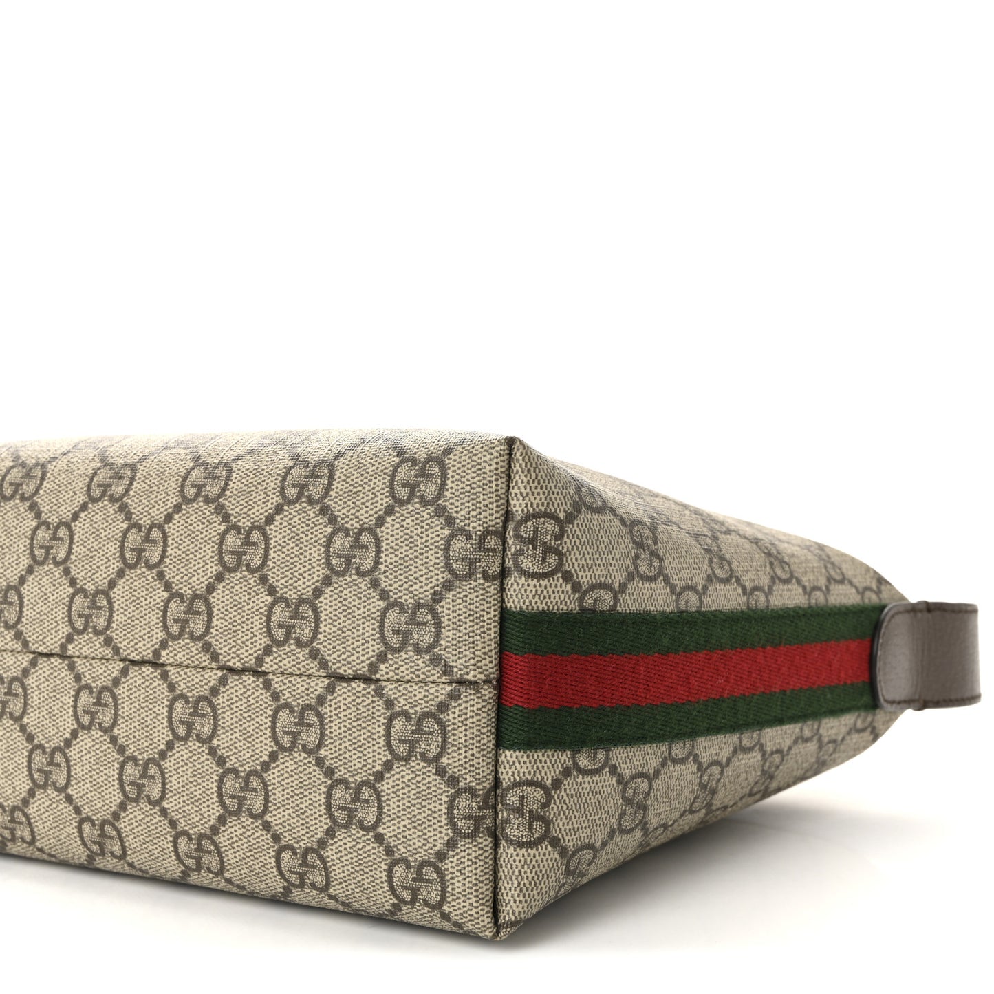 GG Supreme Monogram Textured Calfskin Web Super Mini Ophidia Shoulder Bag Beige Ebony New Acero