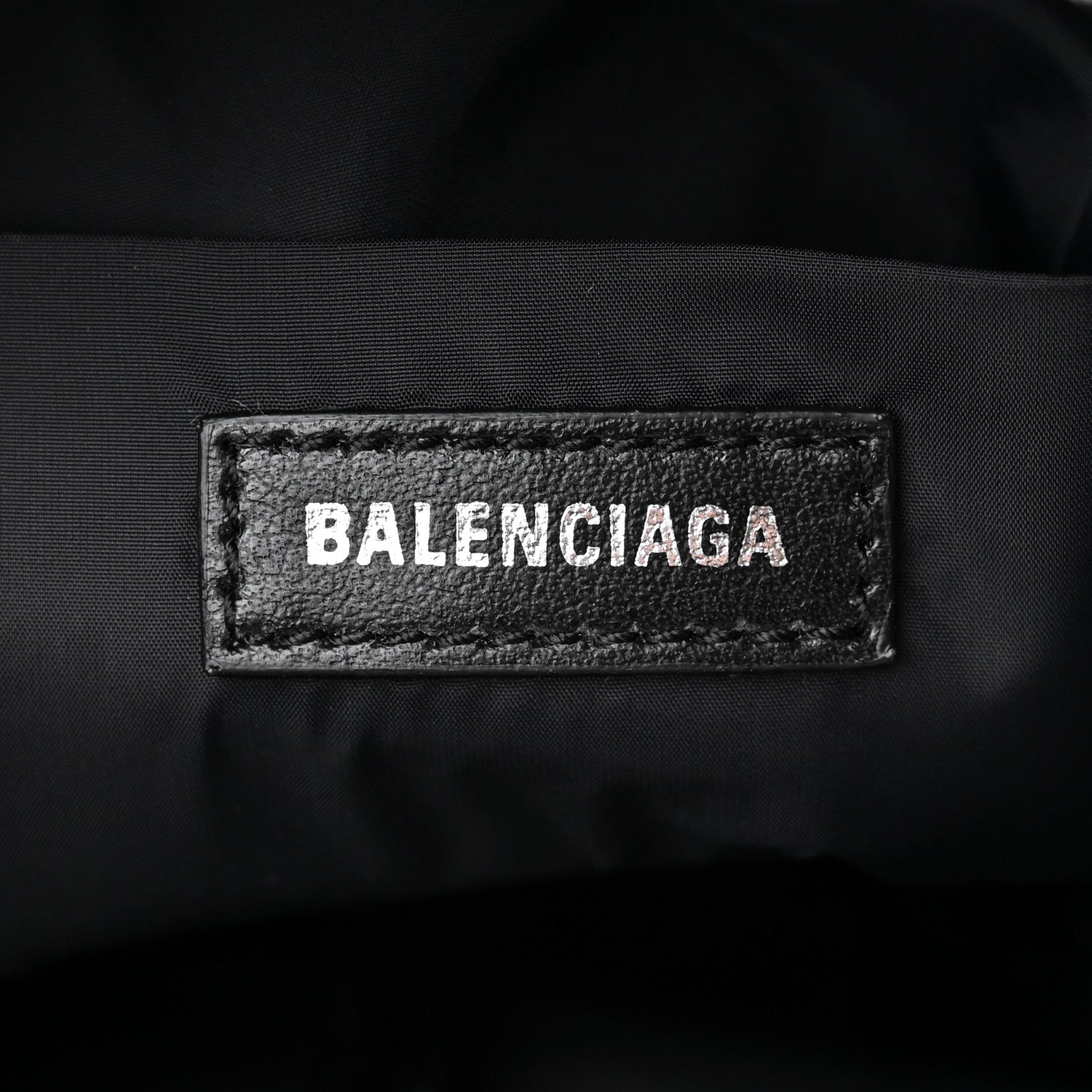 Balenciaga Recycled Sport Nylon Polka Dot Logo Embroidered Wheel Drawstring Bucket Bag Black White 6 of 10